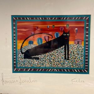 Francisco Sanabria unopened signed print “Felix” black cat. Art